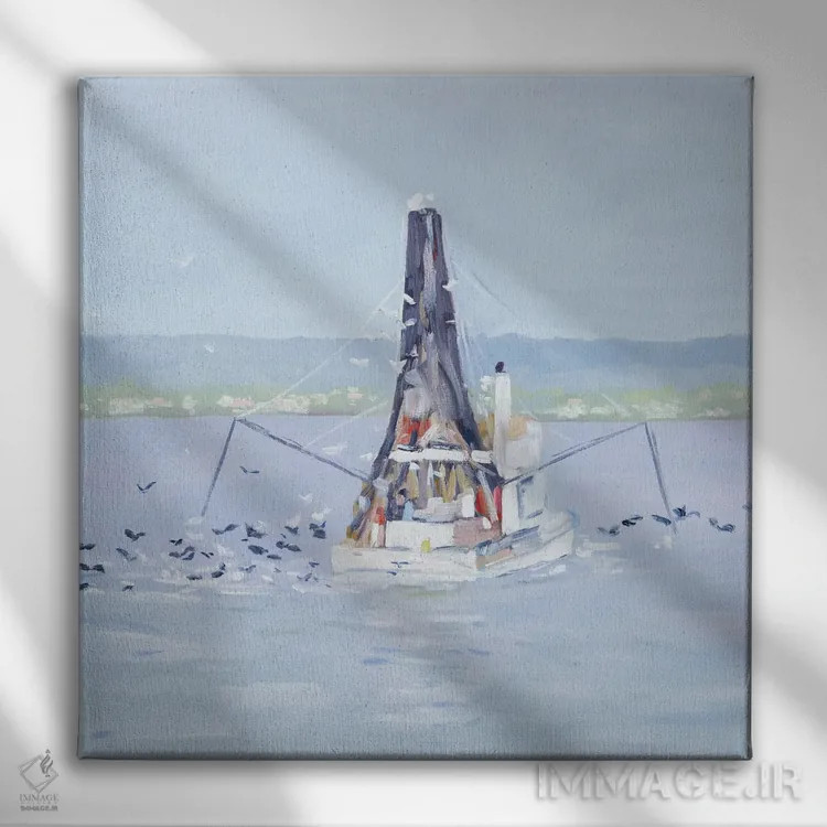 تابلو دکوراتیو کشتی ماهیگیری اثر مردیت هاوس - نمای روبهرو روی دیوار