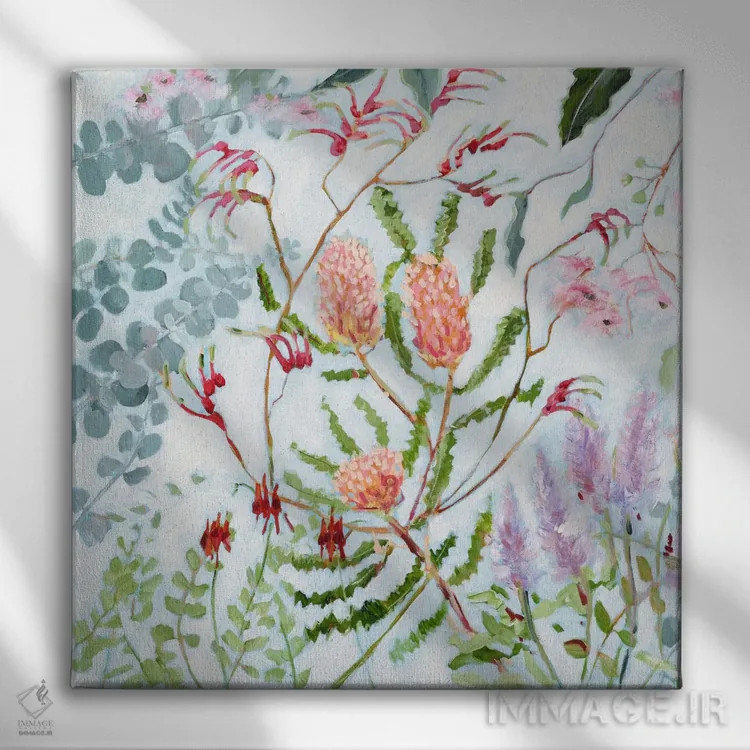 تابلو دکوراتیو بانکسیا در حال شکوفه اثر مردیت هاوس - نمای روبهرو روی دیوار