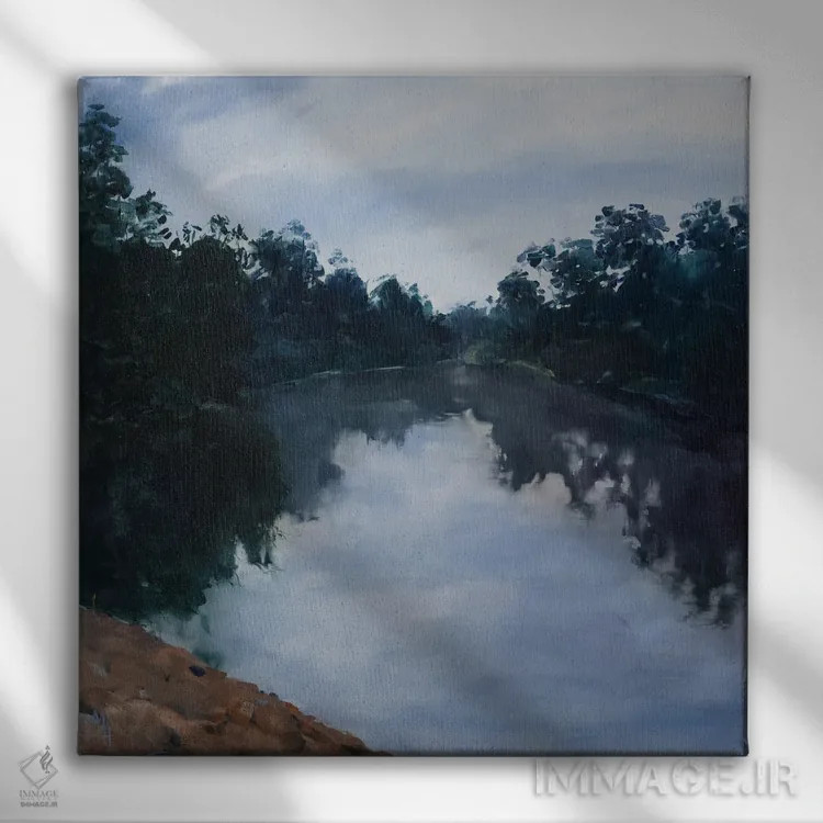تابلو انتزاعی رودخانه مکینتایر اثر مردیت هاوس - نمای روبهرو روی دیوار