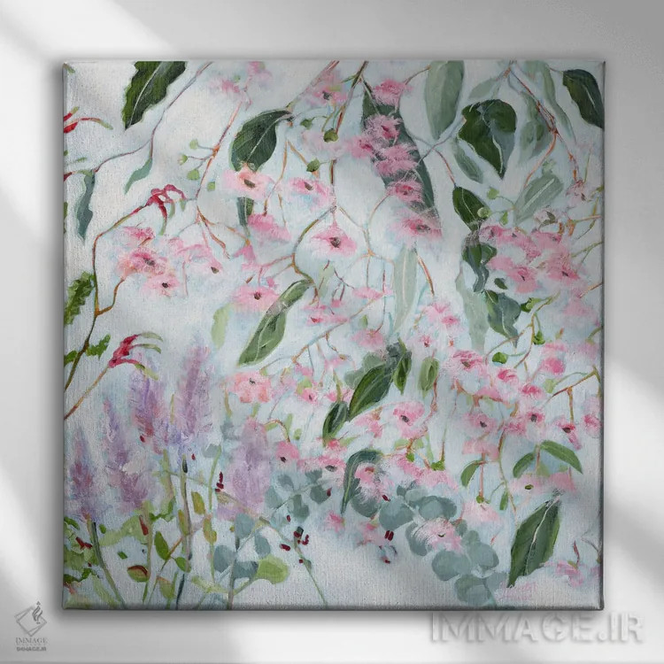تابلو دکوراتیو شکوفه های صمغ درختی اثر مردیت هاوس - نمای روبهرو روی دیوار
