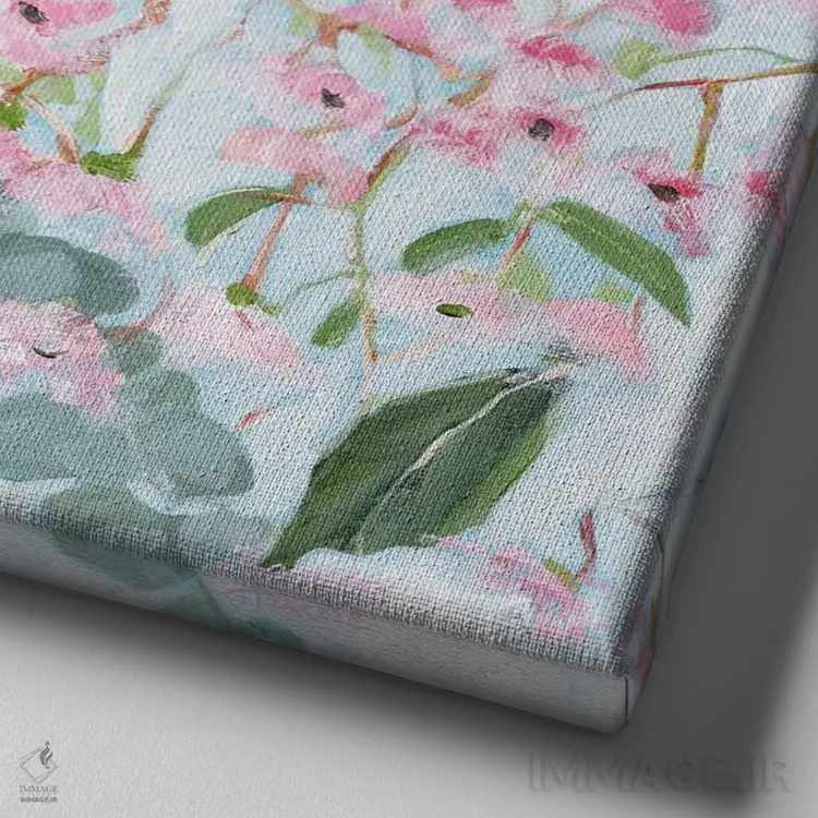 تابلو دکوراتیو شکوفه های صمغ درختی اثر مردیت هاوس - نمای نزدیک بافت بوم