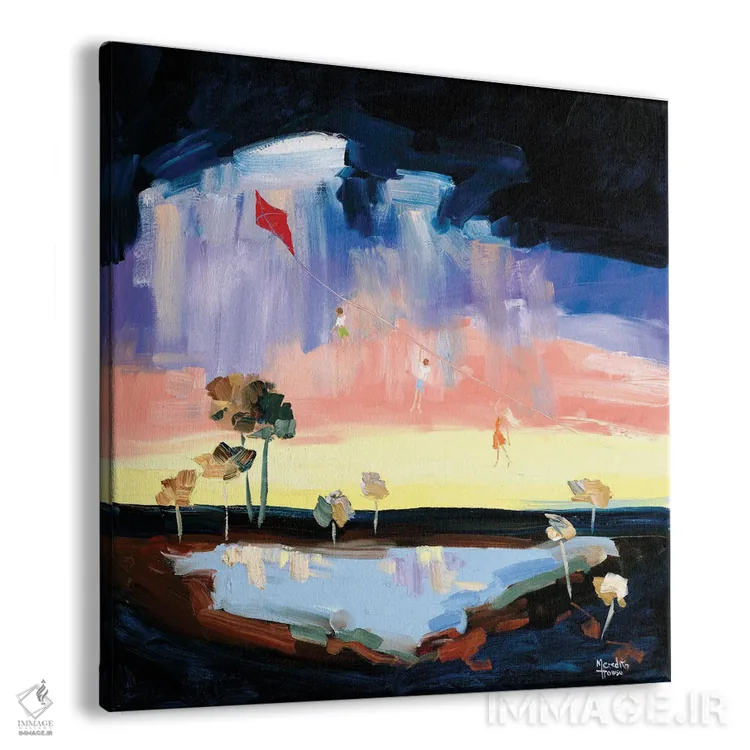 تابلو دکوراتیو بادبادک بازی در بیابان اثر مردیت هاوس - نمای پرسپکتیو محصول