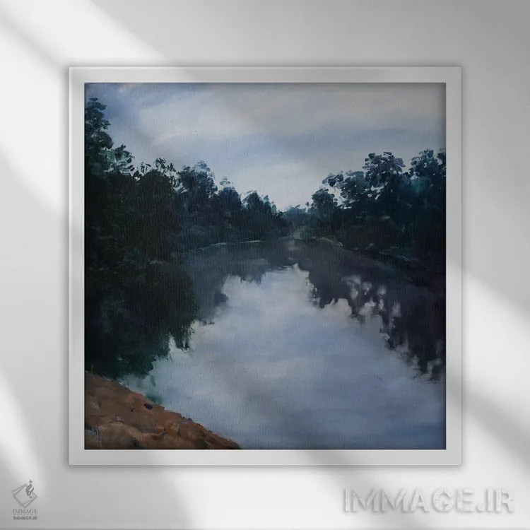 تابلو انتزاعی رودخانه مکینتایر اثر مردیت هاوس - نمای قابدار سفید