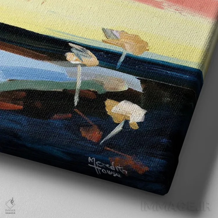 تابلو دکوراتیو بادبادک بازی در بیابان اثر مردیت هاوس - نمای نزدیک بافت بوم