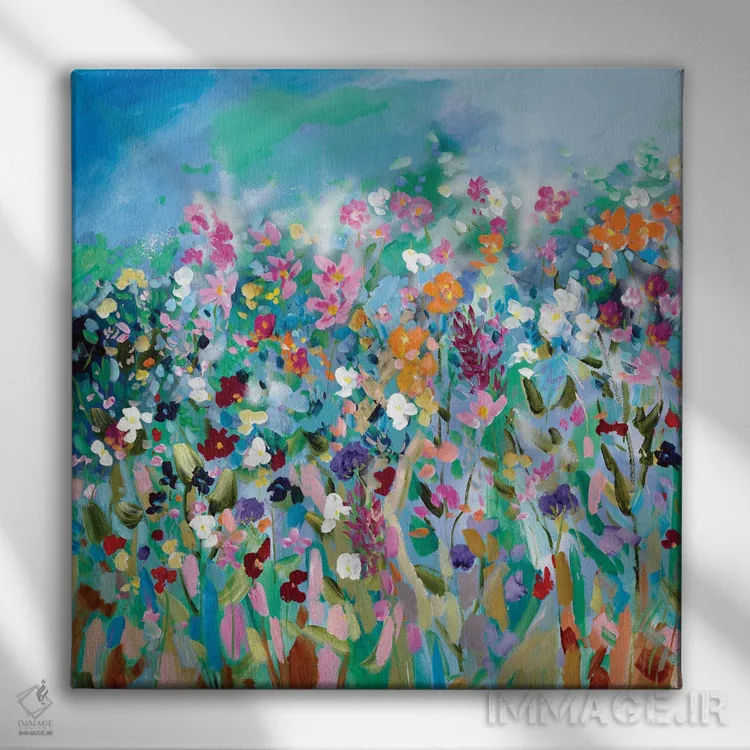 تابلو دکوراتیو رقصیدن گل ها II اثر مردیت هاوس - نمای روبهرو روی دیوار