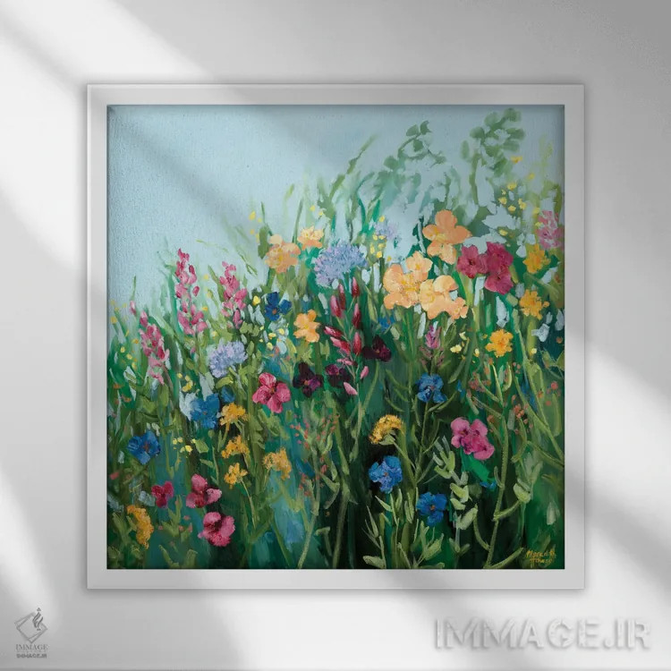 تابلو دکوراتیو بهار رنگارنگ اثر مردیت هاوس - نمای قابدار سفید