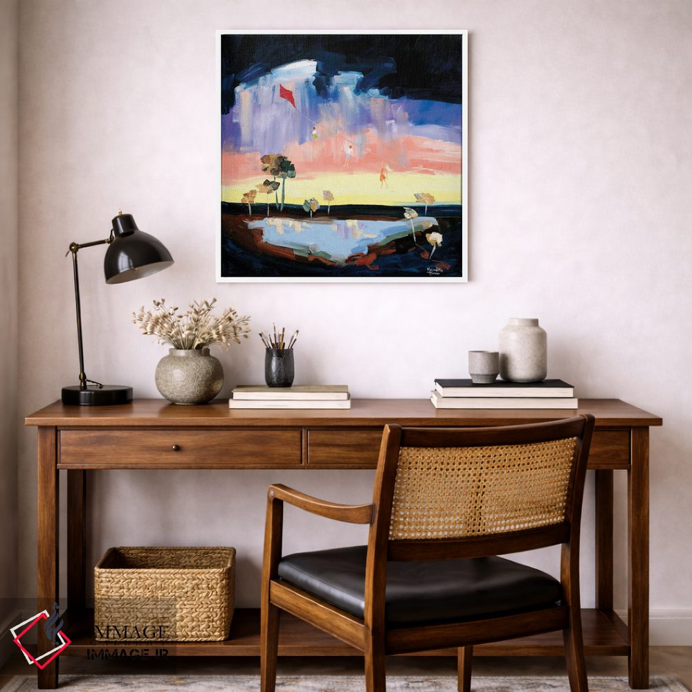 تابلو دکوراتیو بادبادک بازی در بیابان اثر مردیت هاوس - D6W