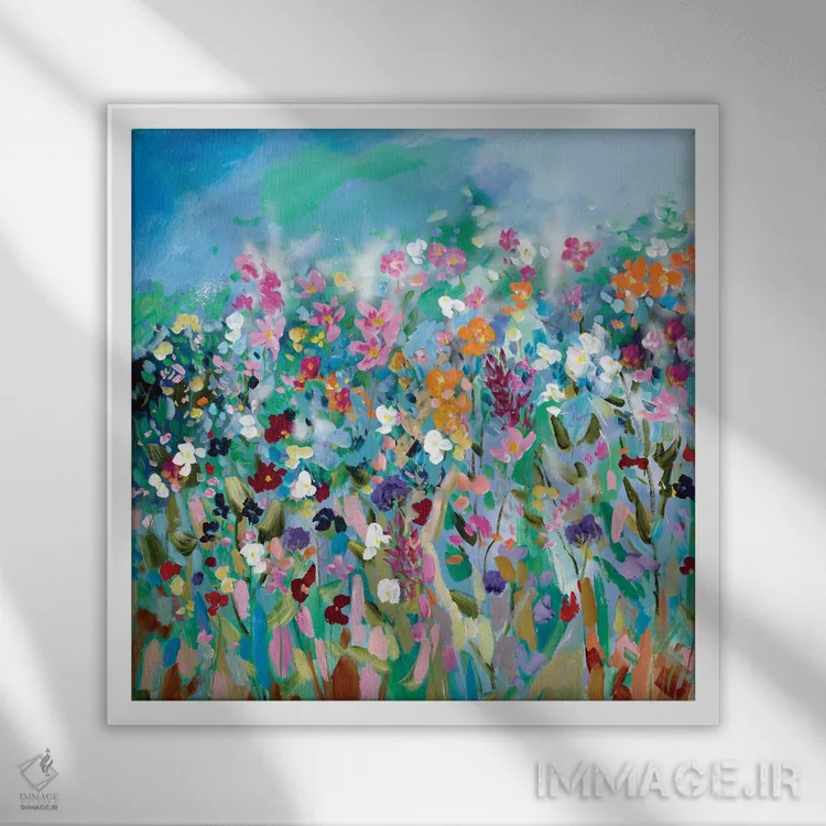 تابلو دکوراتیو رقصیدن گل ها II اثر مردیت هاوس - نمای قابدار سفید