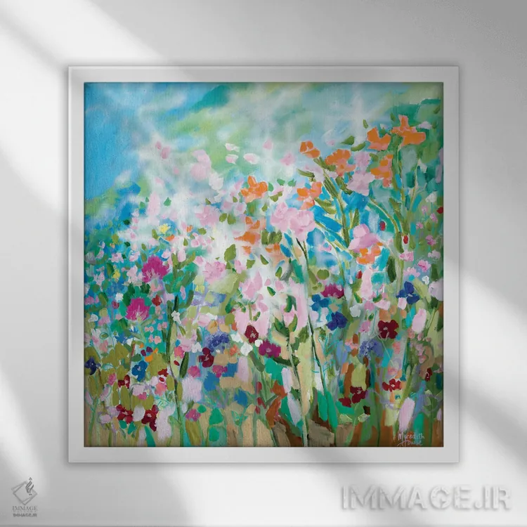 تابلو دکوراتیو بریک دنس گل ها اثر مردیت هاوس - نمای قابدار سفید