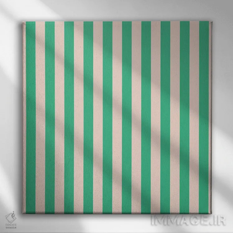 تابلو مینیمال راه راه نعنایی اثر استودیو هنری میهو - نمای روبهرو روی دیوار