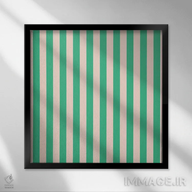 تابلو مینیمال راه راه نعنایی اثر استودیو هنری میهو - نمای قابدار مشکی