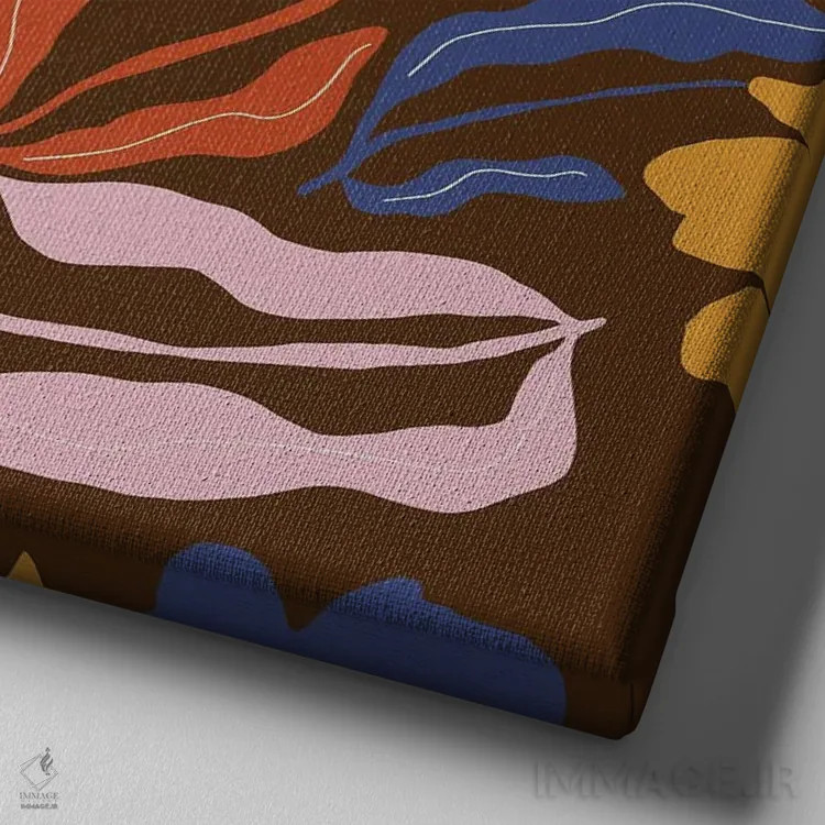 تابلو مدرن طرح گل انتزاعی اثر استودیو هنری میهو - نمای نزدیک بافت بوم