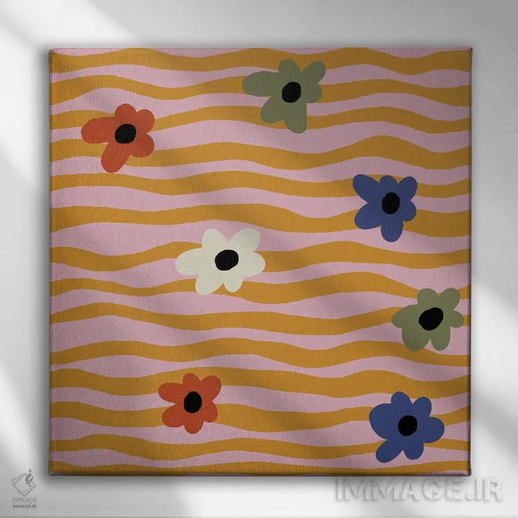 تابلو مدرن ستاره گل دار چشمک زن اثر استودیو هنری میهو - نمای روبهرو روی دیوار