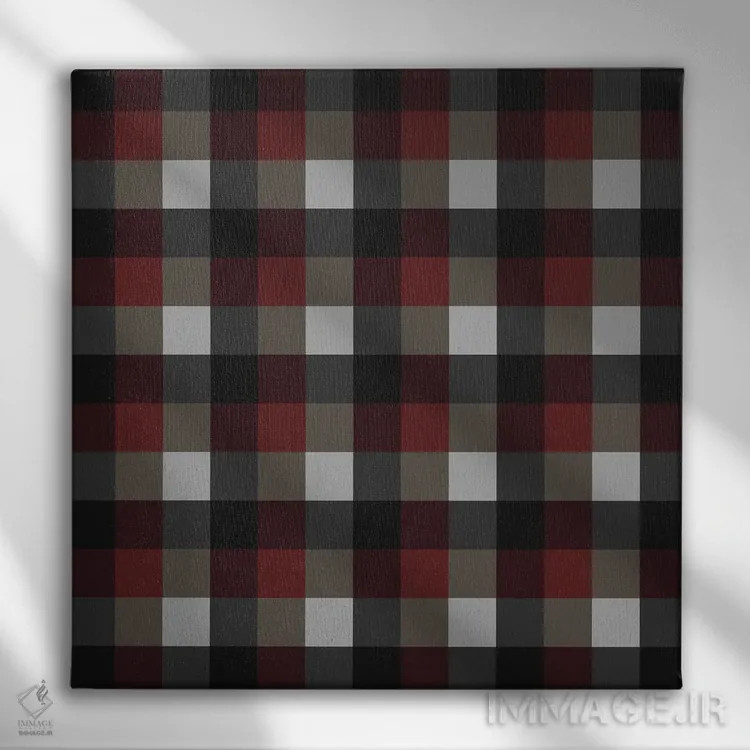 تابلو مدرن پارچه چهارخانه قدیمی اثر استودیو هنری میهو - نمای روبهرو روی دیوار