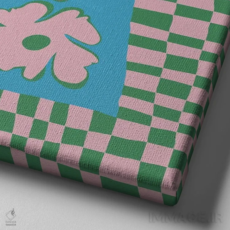 تابلو مدرن "صفحه شطرنجی طبیعت با رنگ های ملایم" اثر استودیو هنری میهو - نمای نزدیک بافت بوم