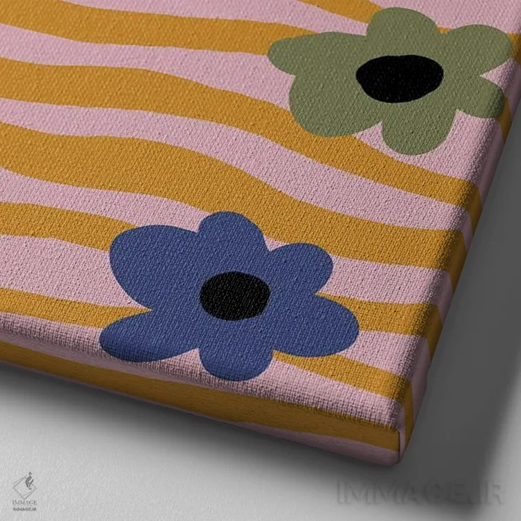 تابلو مدرن ستاره گل دار چشمک زن اثر استودیو هنری میهو - نمای نزدیک بافت بوم