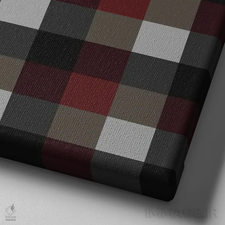 تابلو مدرن پارچه چهارخانه قدیمی اثر استودیو هنری میهو - نمای نزدیک بافت بوم