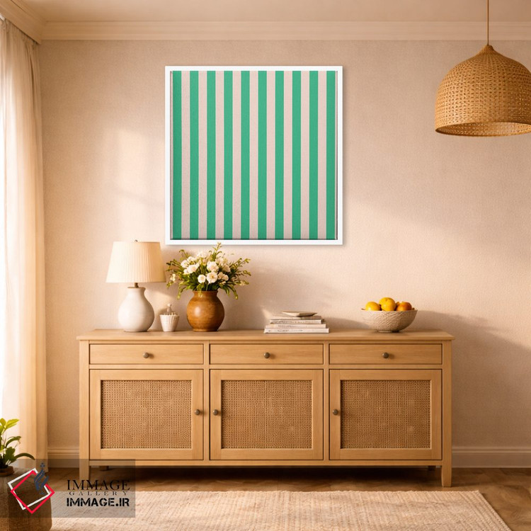 تابلو مینیمال راه راه نعنایی اثر استودیو هنری میهو - D1W