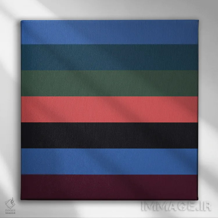 تابلو مدرن "خطوط پهن آبی" اثر استودیو هنری میهو - نمای روبهرو روی دیوار