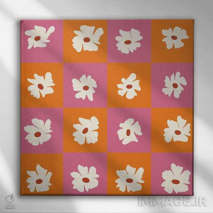 تابلو مدرن "الگوی گلدار گرمسیری" اثر استودیو هنری میهو - نمای روبهرو روی دیوار