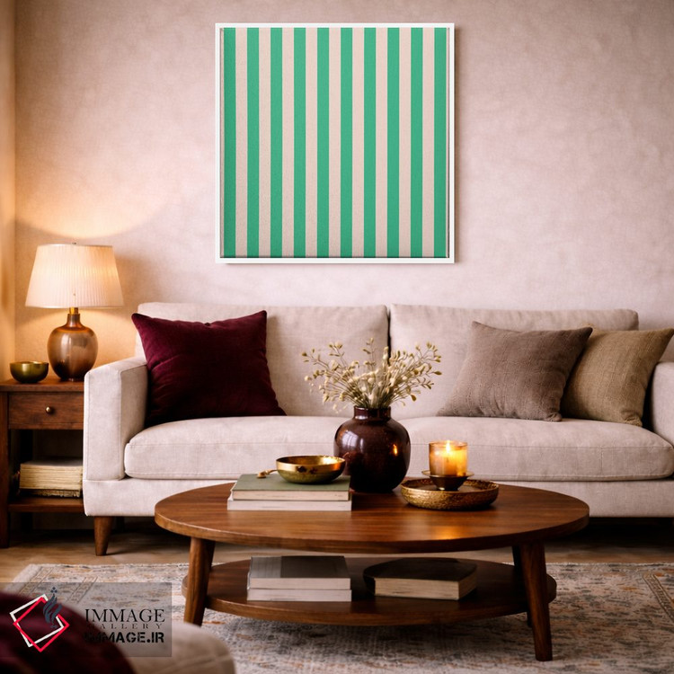 تابلو مینیمال راه راه نعنایی اثر استودیو هنری میهو - D2W