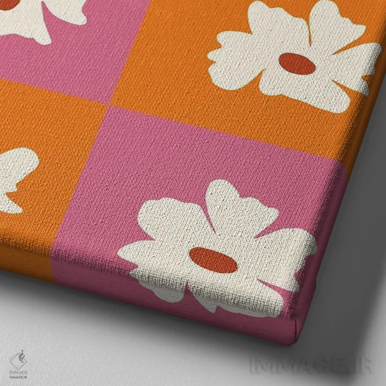 تابلو مدرن "الگوی گلدار گرمسیری" اثر استودیو هنری میهو - نمای نزدیک بافت بوم