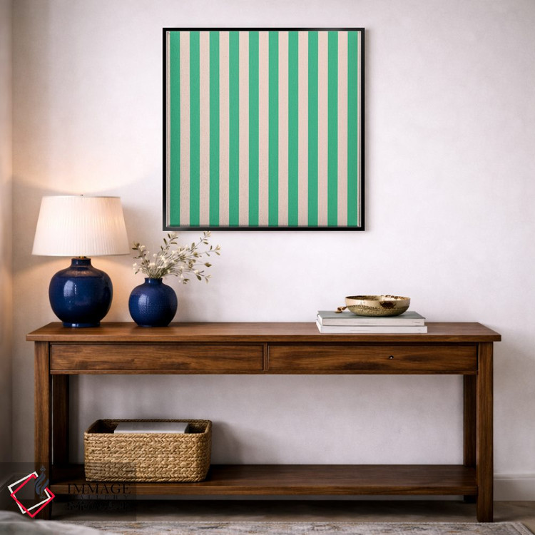 تابلو مینیمال راه راه نعنایی اثر استودیو هنری میهو - D4B