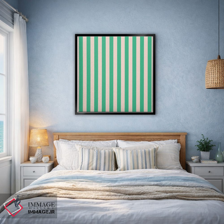 تابلو مینیمال راه راه نعنایی اثر استودیو هنری میهو - D5B