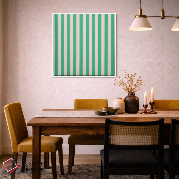 تابلو مینیمال راه راه نعنایی اثر استودیو هنری میهو - D6W