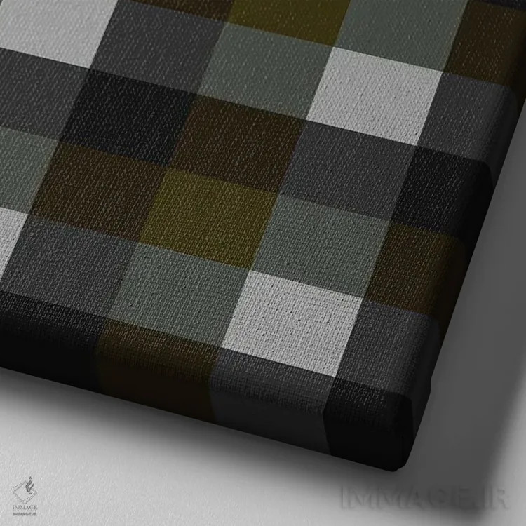 تابلو مدرن پارچه شطرنجی کلاسیک اثر استودیو هنری میهو - نمای نزدیک بافت بوم