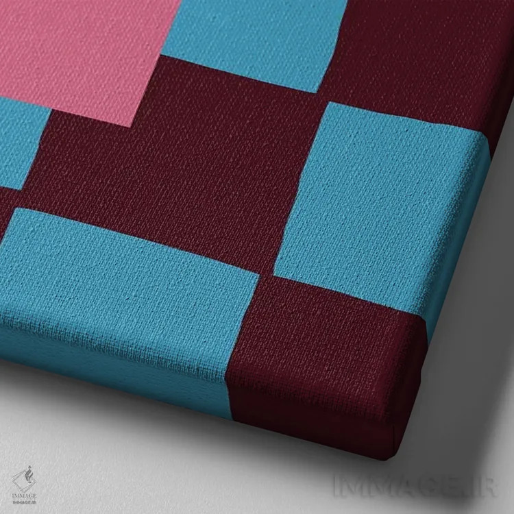 تابلو مدرن "کنار هم در صفحه شطرنجی" اثر استودیو هنری میهو - نمای نزدیک بافت بوم