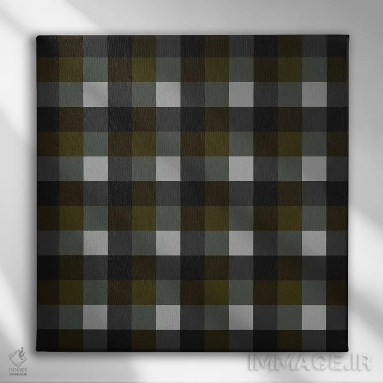 تابلو مدرن پارچه شطرنجی کلاسیک اثر استودیو هنری میهو - نمای روبهرو روی دیوار