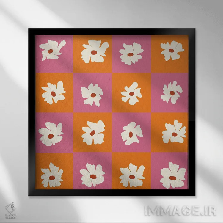 تابلو مدرن "الگوی گلدار گرمسیری" اثر استودیو هنری میهو - نمای قابدار مشکی