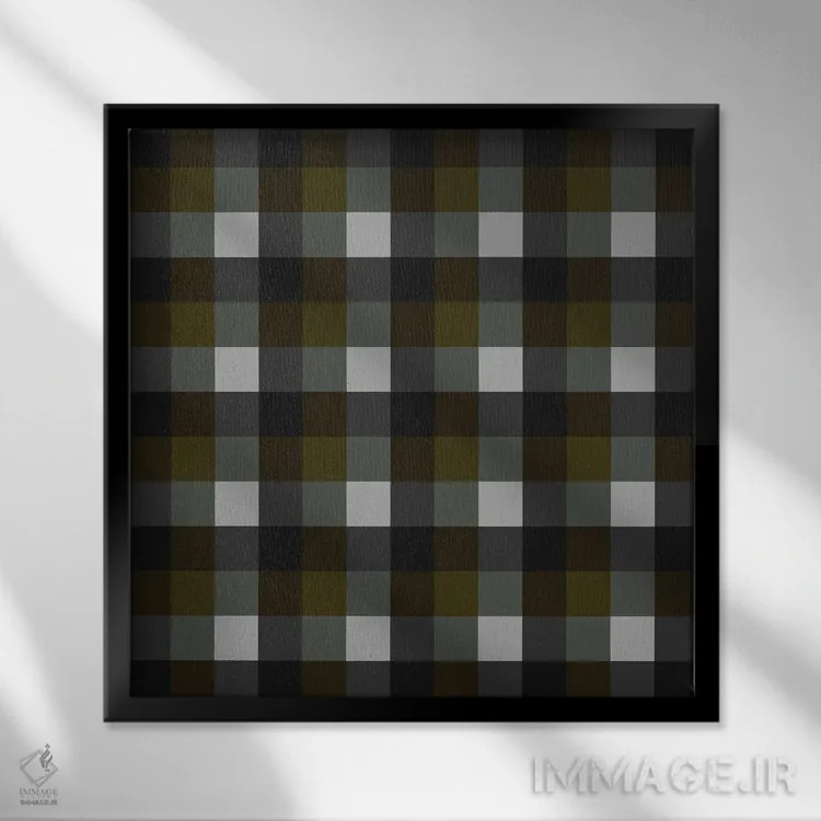تابلو مدرن پارچه شطرنجی کلاسیک اثر استودیو هنری میهو - نمای قابدار مشکی