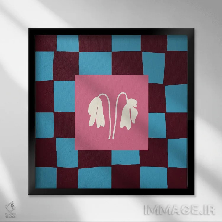 تابلو مدرن "کنار هم در صفحه شطرنجی" اثر استودیو هنری میهو - نمای قابدار مشکی