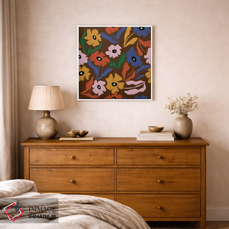 تابلو مدرن طرح گل انتزاعی اثر استودیو هنری میهو - D1W