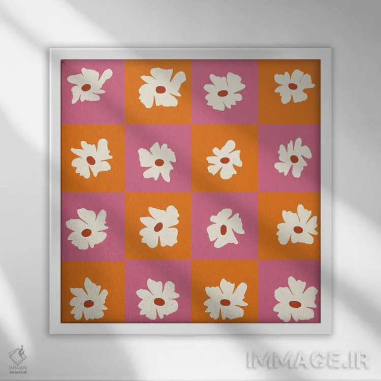 تابلو مدرن "الگوی گلدار گرمسیری" اثر استودیو هنری میهو - نمای قابدار سفید