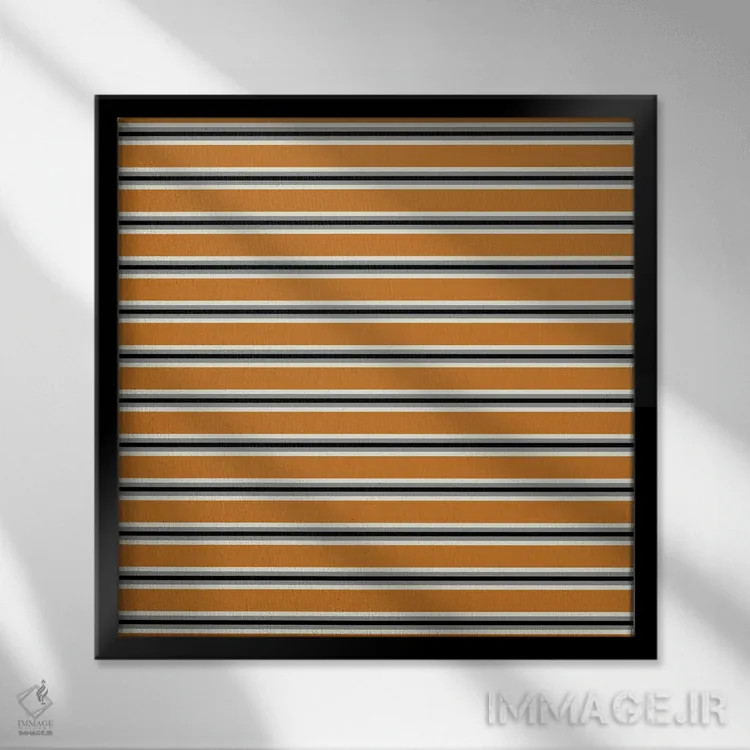 تابلو مینیمال راه راه مینیمال نارنجی و مشکی اثر استودیو هنری میهو - نمای قابدار مشکی