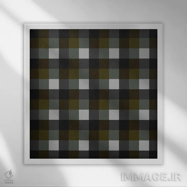 تابلو مدرن پارچه شطرنجی کلاسیک اثر استودیو هنری میهو - نمای قابدار سفید