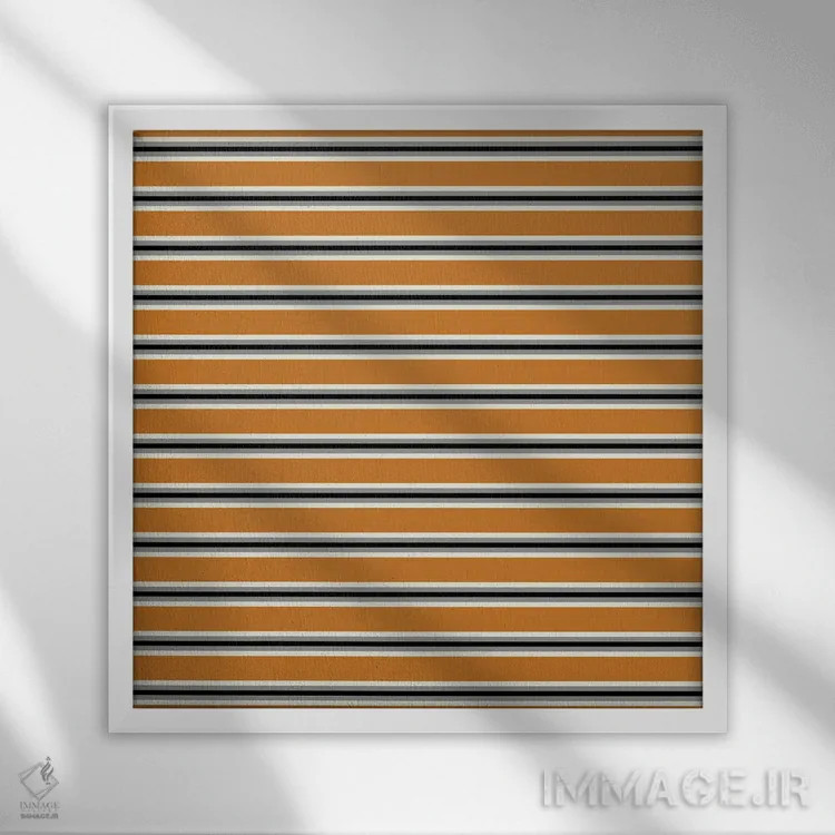 تابلو مینیمال راه راه مینیمال نارنجی و مشکی اثر استودیو هنری میهو - نمای قابدار سفید