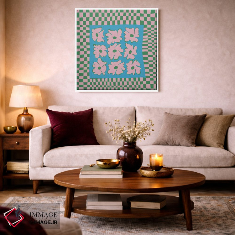تابلو مدرن "صفحه شطرنجی طبیعت با رنگ های ملایم" اثر استودیو هنری میهو - D2W