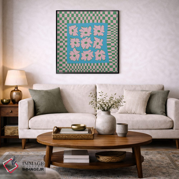 تابلو مدرن "صفحه شطرنجی طبیعت با رنگ های ملایم" اثر استودیو هنری میهو - D3B