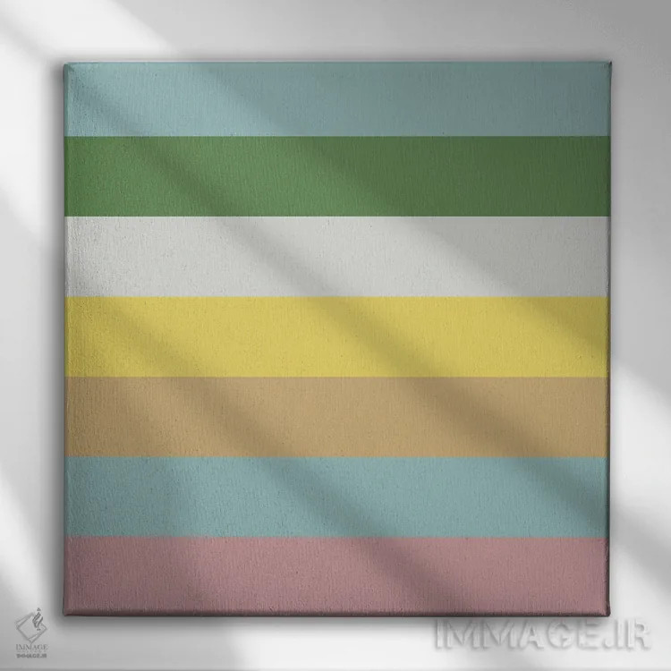 تابلو مدرن "خطوط رنگی شاد" اثر استودیو هنری میهو - نمای روبهرو روی دیوار