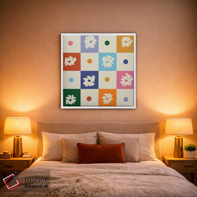 تابلو مدرن "صفحه شطرنجی گلدار رترو" اثر استودیو هنری میهو - D1W