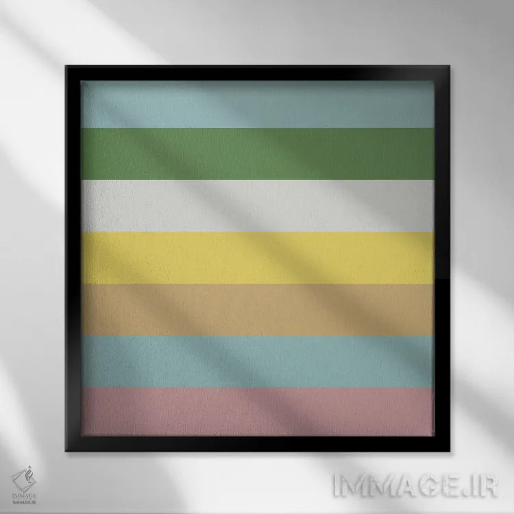 تابلو مدرن "خطوط رنگی شاد" اثر استودیو هنری میهو - نمای قابدار مشکی