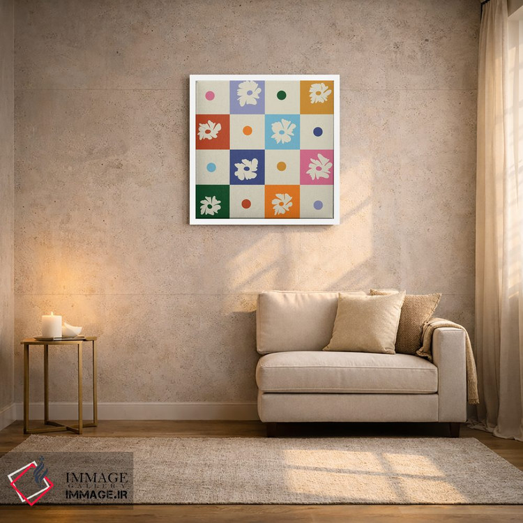 تابلو مدرن "صفحه شطرنجی گلدار رترو" اثر استودیو هنری میهو - D2W