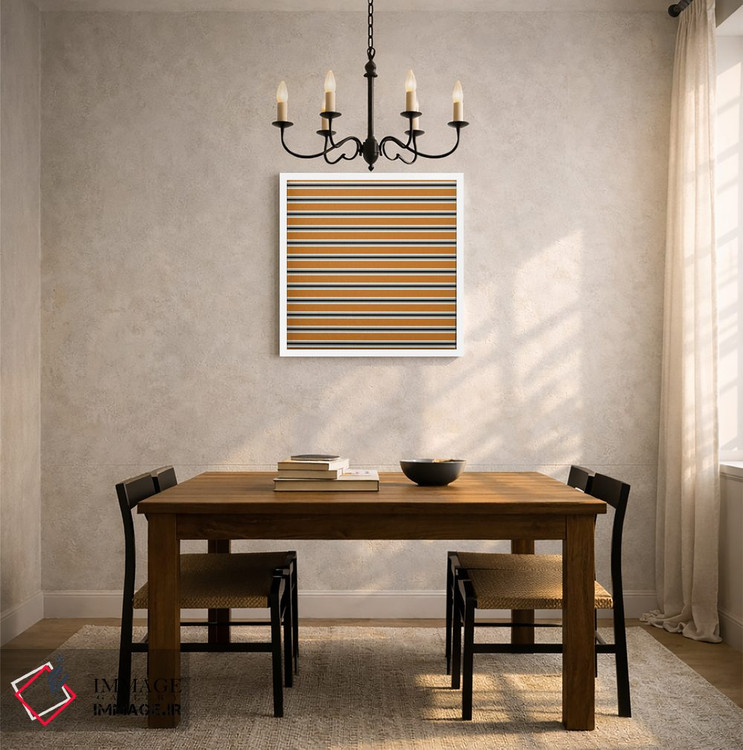 تابلو مینیمال راه راه مینیمال نارنجی و مشکی اثر استودیو هنری میهو - D4W