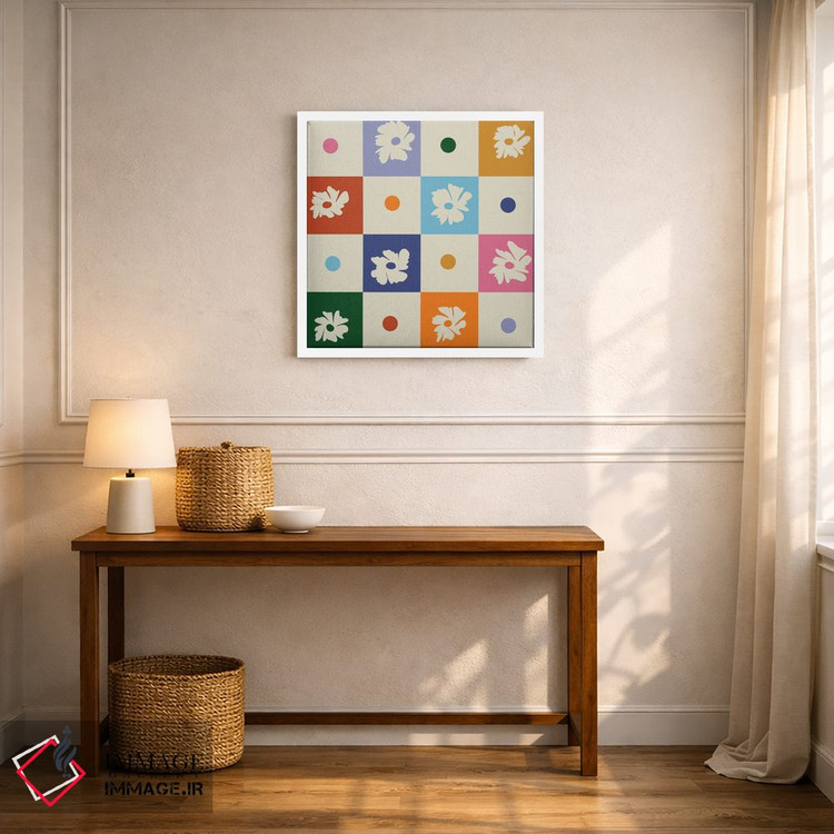 تابلو مدرن "صفحه شطرنجی گلدار رترو" اثر استودیو هنری میهو - D5W