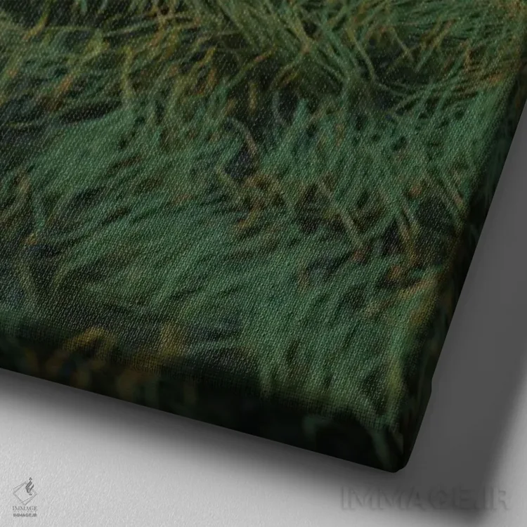 تابلو دکوراتیو سگ سوار بر فیل از میدان عبور می کند اثر مایک کیف - نمای نزدیک بافت بوم