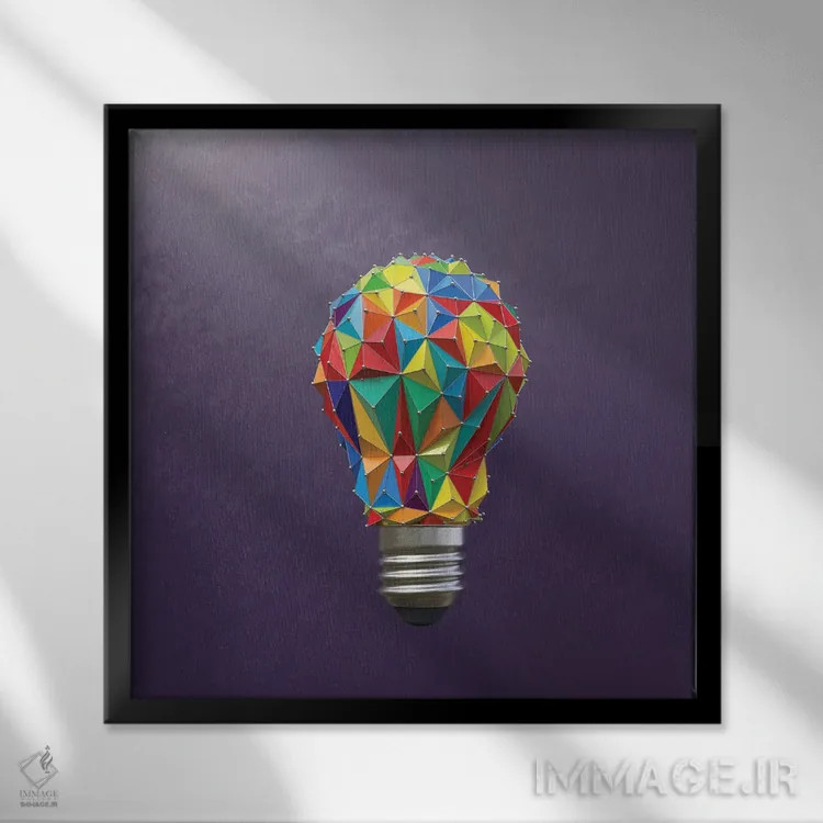 تابلو دکوراتیو لامپ خلاقانه اثر مایک کیف - نمای قابدار مشکی